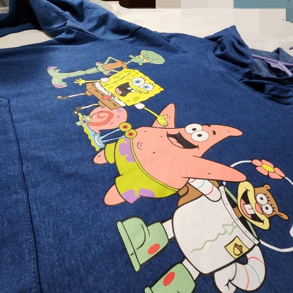 Spongebob Sweater unisex size XXL (19) Color Blue hoodie pocket - Picture 6 of 10